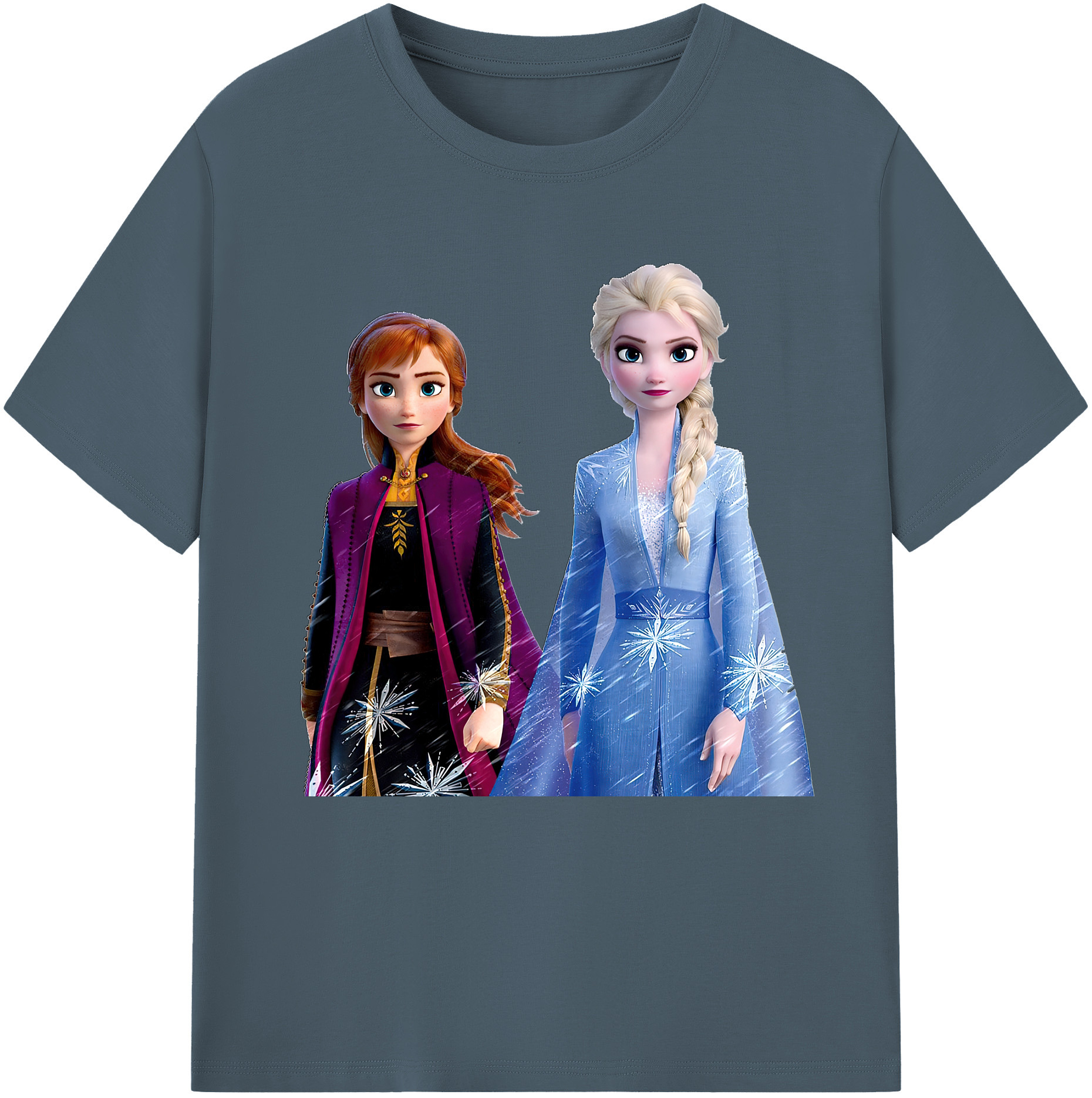 （画像用） アナと雪の女王 アンナ エルサ Frozen Anna Elsa 綿100％半袖Tシャツ（フロントプリント）